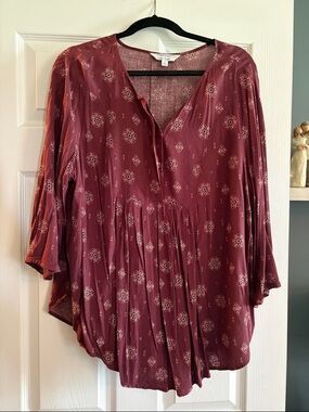 Boho Maroon Printed Flowy top